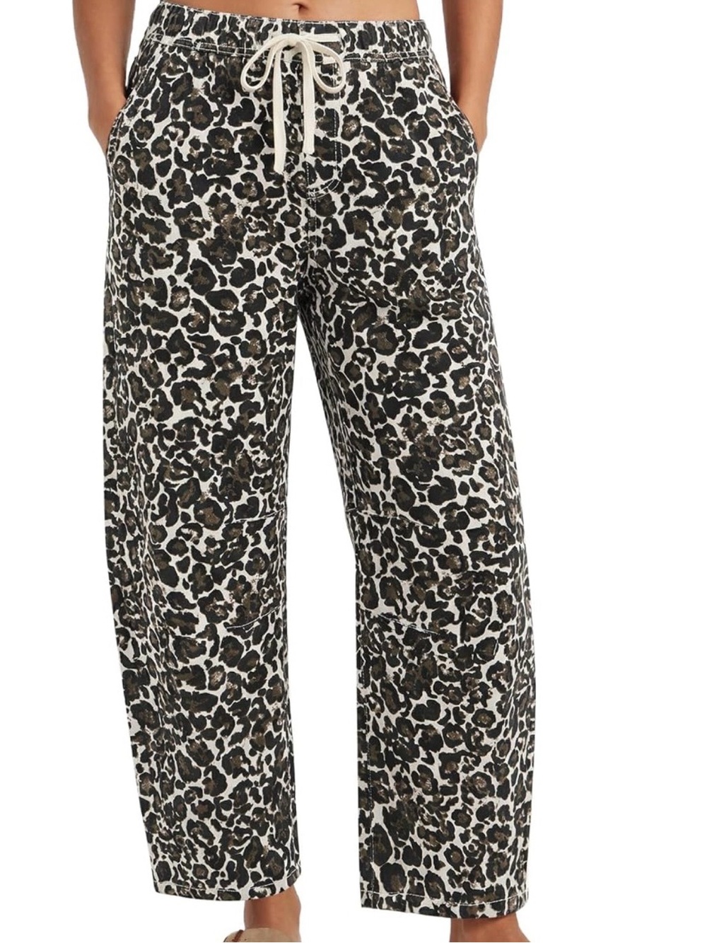 Cicy Bell Womens Leopard Barrel Jeans High Waisted Drawstring Denim Pants
Cheeta